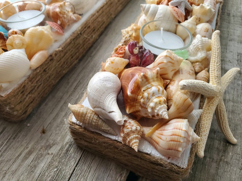 Seashell Art Seashell Candle Holder Beach Decorseashell Etsy