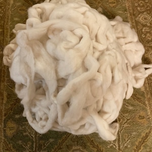 3 oz. WHITE ROVING, Grade 2 Superfine 100% White Alpaca Roving