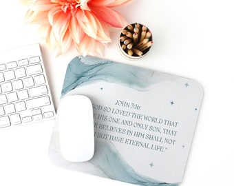 John 3 :16  For GOD so Loved the World  Mouse Pad Bible Verse Desk Accessories