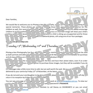 Carta dos pais do dia da foto | pré-escola | gentil | Escola | Modelo do Microsoft Word | Carta de boas-vindas | Customizável