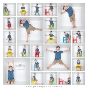 Digitale Doos Sjabloon | Photoshop Template | Photogabox sjabloon | In de Box | Wit raster | Box Grid | Collage met 24 dozen