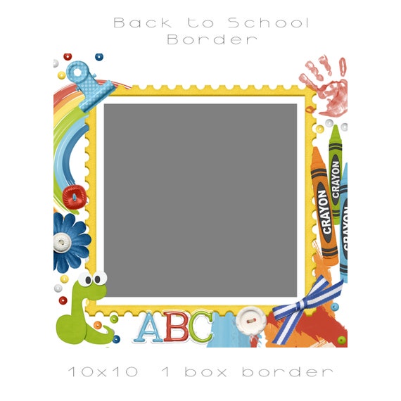 Back to School Border 1 Box Preschool Kindergarten Graduation School Photo  Template 10x10 Photoshop Template - Etsy