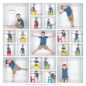 Digitale Doos Sjabloon | Photoshop Template | Photogabox sjabloon | In de Box | Wit raster | Box Grid | Collage met 21 dozen