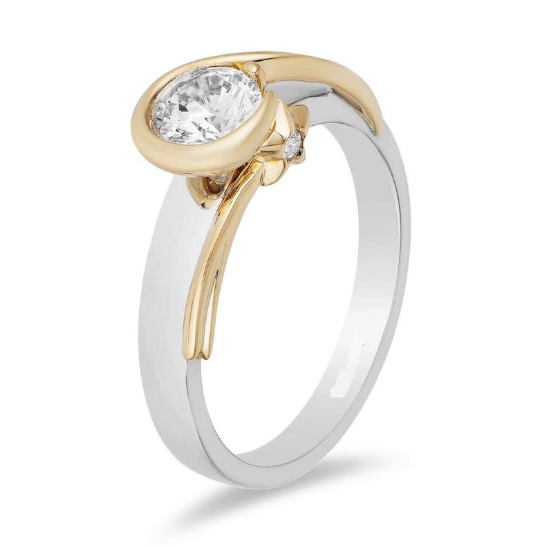 Enchanted Disney Tinker Bell Diamond Engagement and Wedding Ring Two Tone Sterling Silver Tinker Bell Ring Antique Ring Extraordinary Ring
