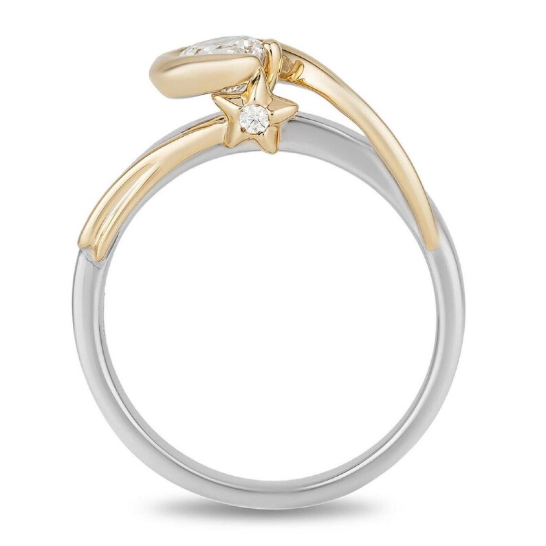 Enchanted Disney Tinker Bell Diamond Engagement and Wedding Ring Two Tone Sterling Silver Tinker Bell Ring Antique Ring Extraordinary Ring