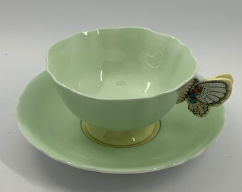 Rare Butterfly Handle Teacup,Vintage Paragon Teacup, Butterfly Teacup,Paragon Handpainted Teacup, Rare Vintage Teacup