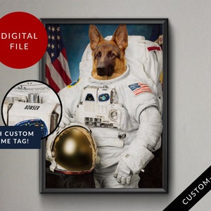 Hond Astronaut Aangepast Portret, NASA Apollo, Ruimteliefhebbers cadeau, Digitaal Bestand