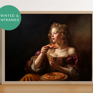 Slice and Sophistication, Print, Altered Art, Vintage Poster, Maximalist Wall Art, Eclectic Painting, Funny Food lover Gift,