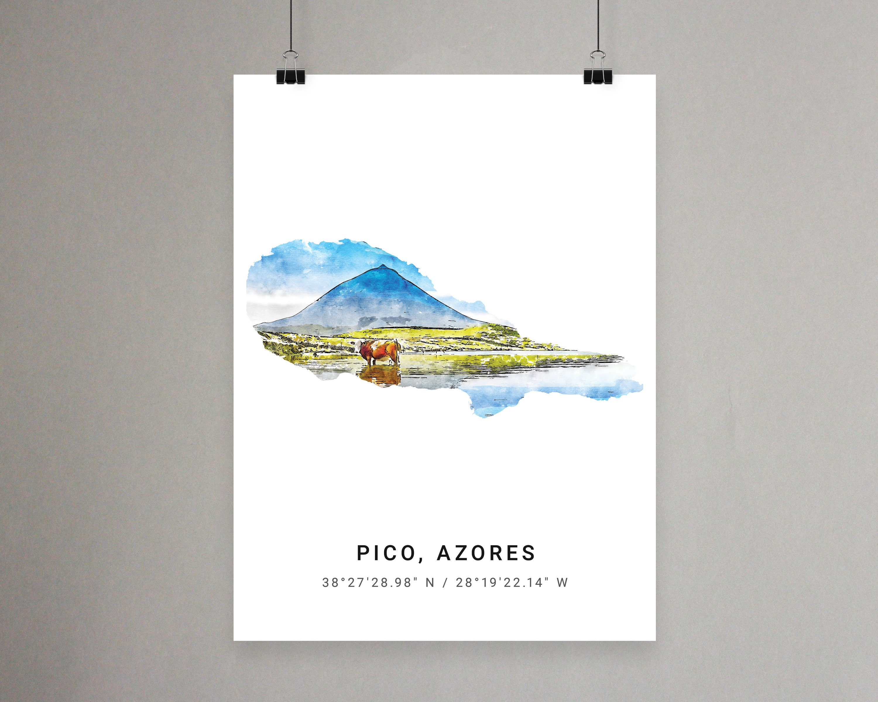 Flores Wall Art, Azores, Flower Island, Map Minimalist Poster, Portugal ...