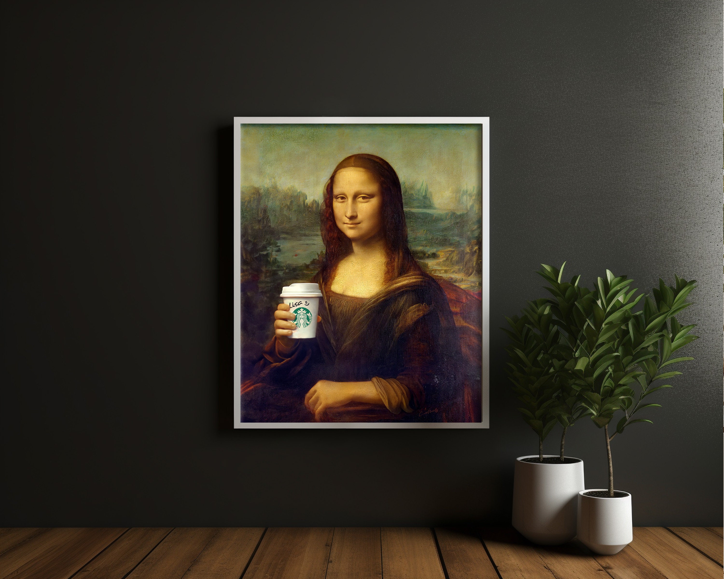 Caffeine Rush, Mona Lisa, Eclectic Wall Art, Vintage Poster