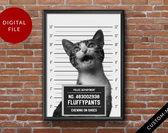 Custom Mugshot Pet Portrait Personalized, Funny Gift, Criminal Pet, Cat Prisoner, Digital File