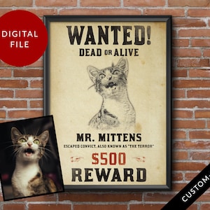 Poster personalizzato per animali domestici, regalo divertente per gli amanti degli animali domestici, gatto criminale, regalo di Natale unico per i proprietari di animali domestici