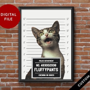 Custom Pet Mugshot Portrait, Personalized Pet Portrait, Funny Christmas Gift, Criminal Pet, Cat Prisoner, Digital File