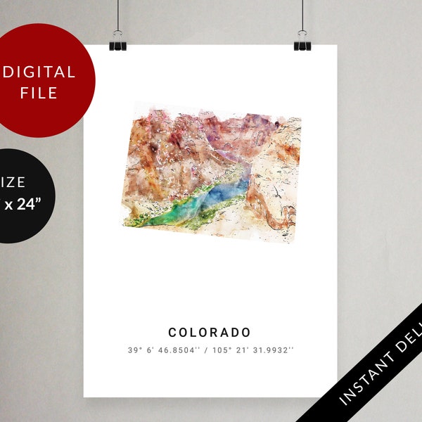Colorado Map Minimalist Poster, CO, United States State Digital Print, Printable Travel Wall Art