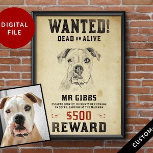 Poster personalizzato per animali domestici, regalo divertente per gli amanti degli animali, cane criminale, regalo di Natale personalizzato per gli amanti degli animali domestici