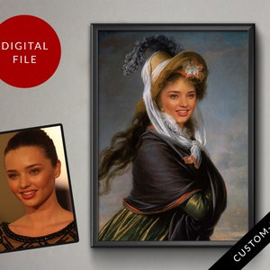 Pintura de retrato personalizada renascentista, rainha ou rei, general do exército, pintura de foto, presente personalizado