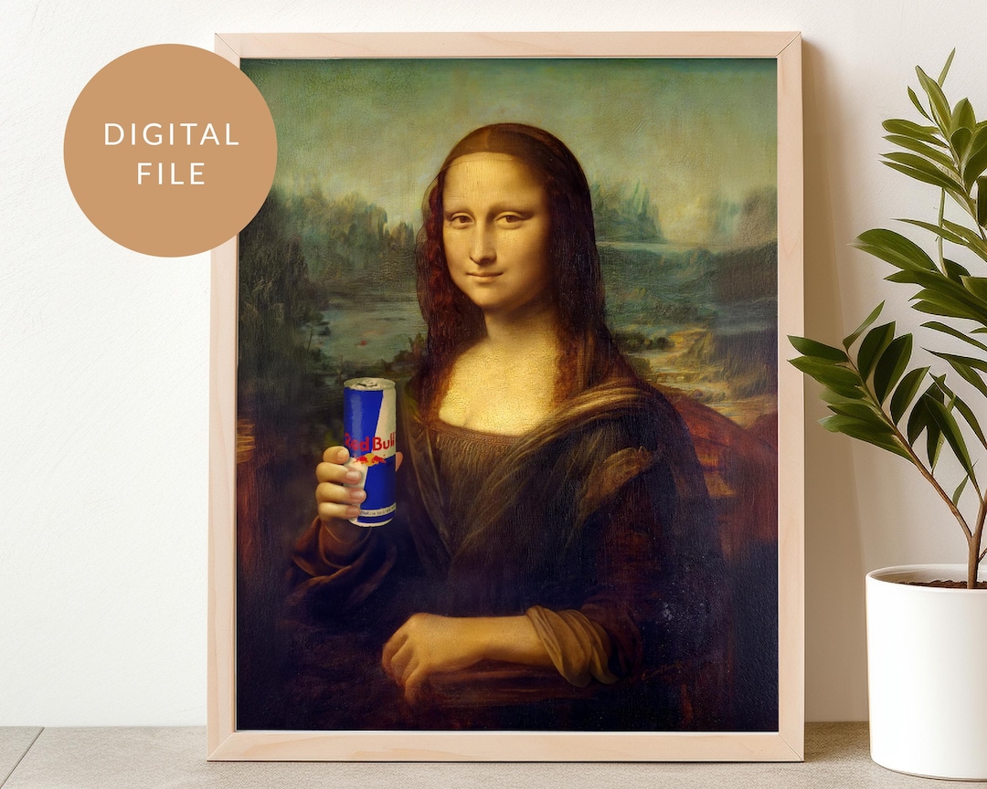 レッドブルとモナリザ - 面白い印刷可能なアート - エナジードリンク