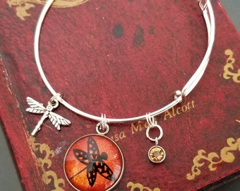 Customized charm bracelet, hand painted, charm jewelry, expandable bracelet,  bangle bracelet