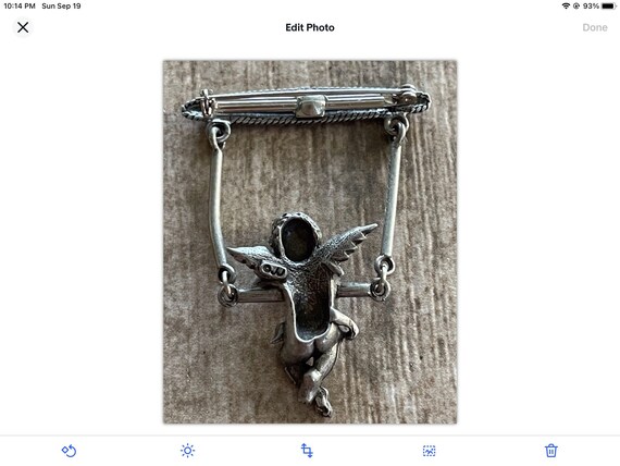 Vintage 1980s Cherub on a Swing Pin. - image 2