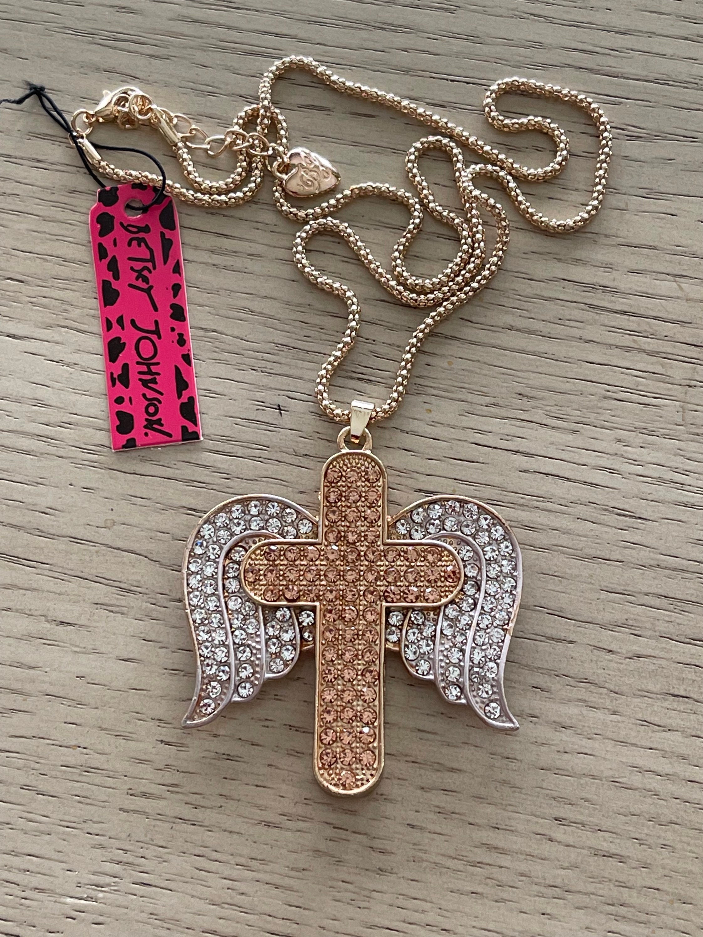 Beautiful Betsey Johnson Rose Gold and Crystal Cross Necklace | Betsey  johnson, Crystal cross, Shop necklaces