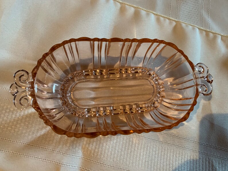 VINTAGE Pink Depression Glass Butter RelishPickle Dish. Etsy