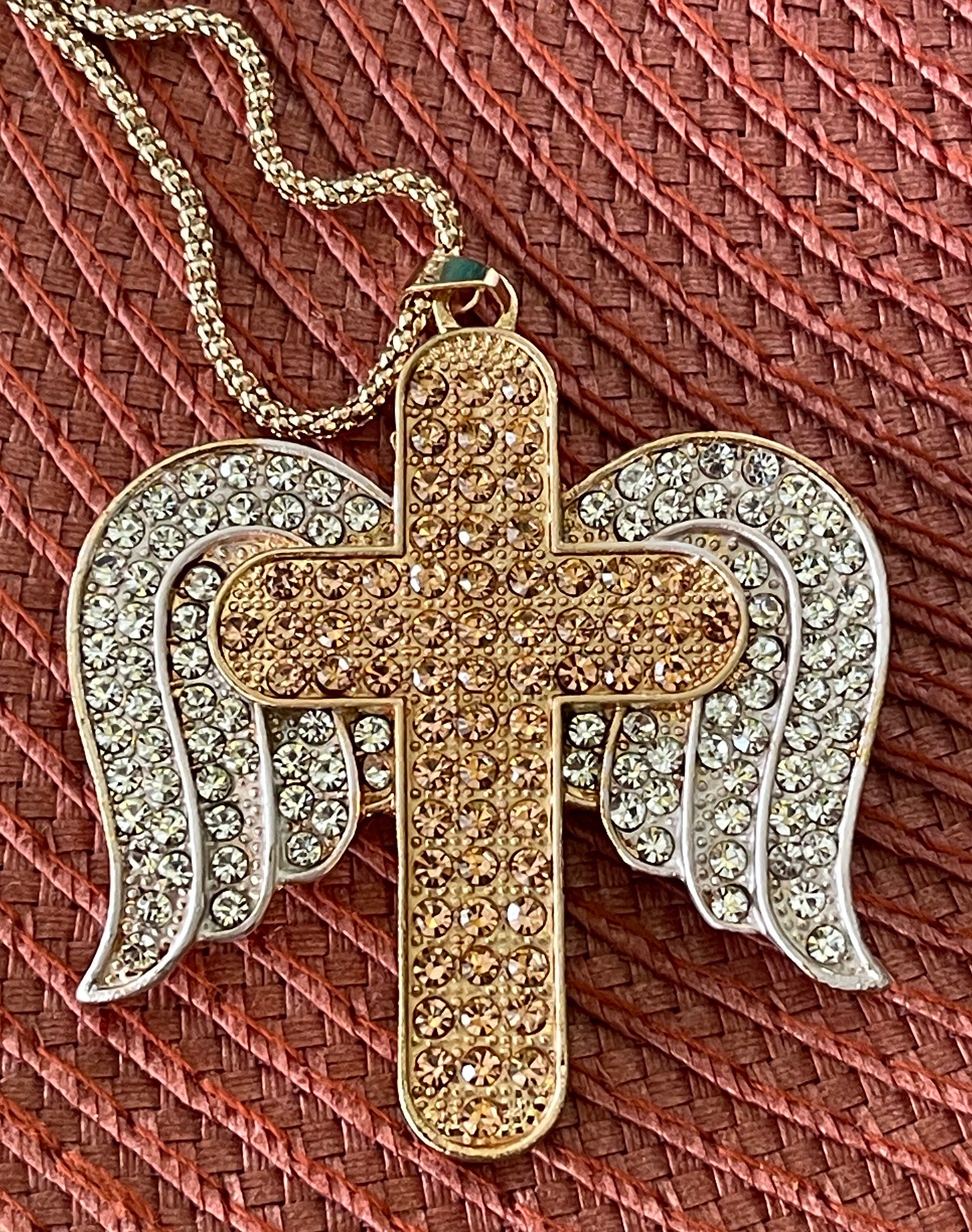 10K Real Gold Box Chain Cross Pendant, Yellow Gold Necklace, Christian  Jewelry - Jewelry