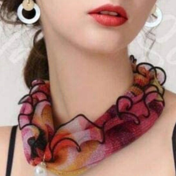 Scarf Necklace with Pearl Charm