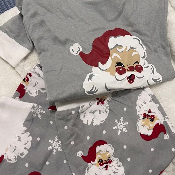 Christmas Santa Unisex Kids Pajamas Size 14.