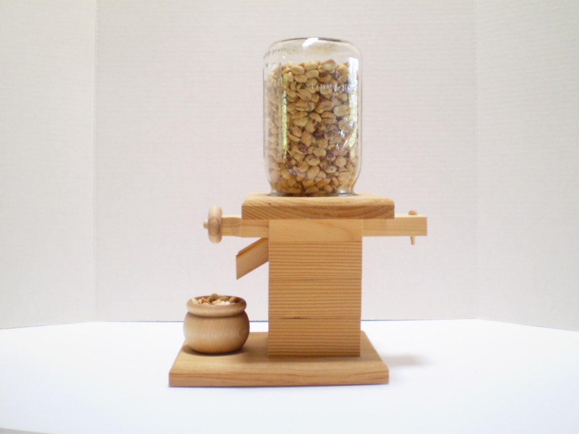 Natural Peanut Dispenser Wooden Mason Jar Candy Dispenser Bar Etsy