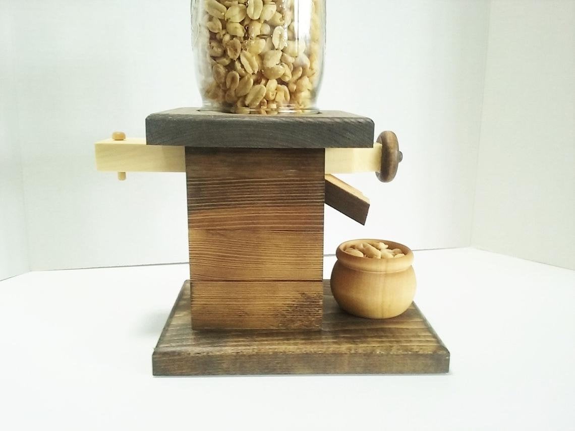 Peanut Dispenser Wooden Mason Jar Candy Dispenser Home decor Etsy