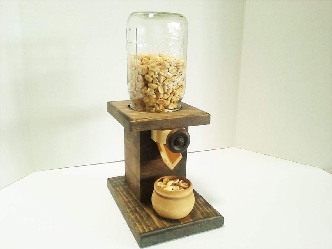 Peanut Dispenser Wooden Mason Jar Candy Dispenser Home decor Etsy