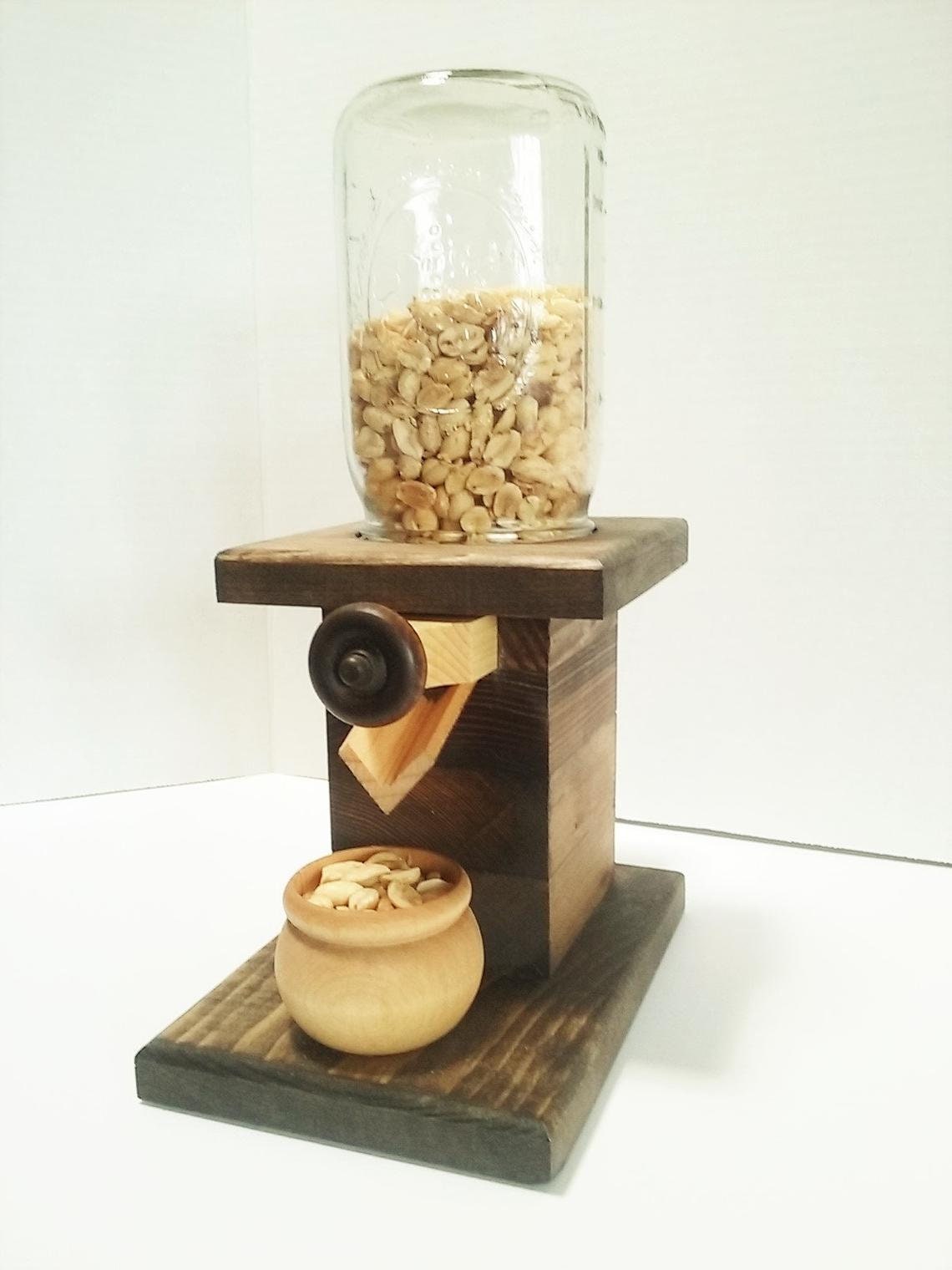 Peanut Dispenser Wooden Mason Jar Candy Dispenser Home decor Etsy