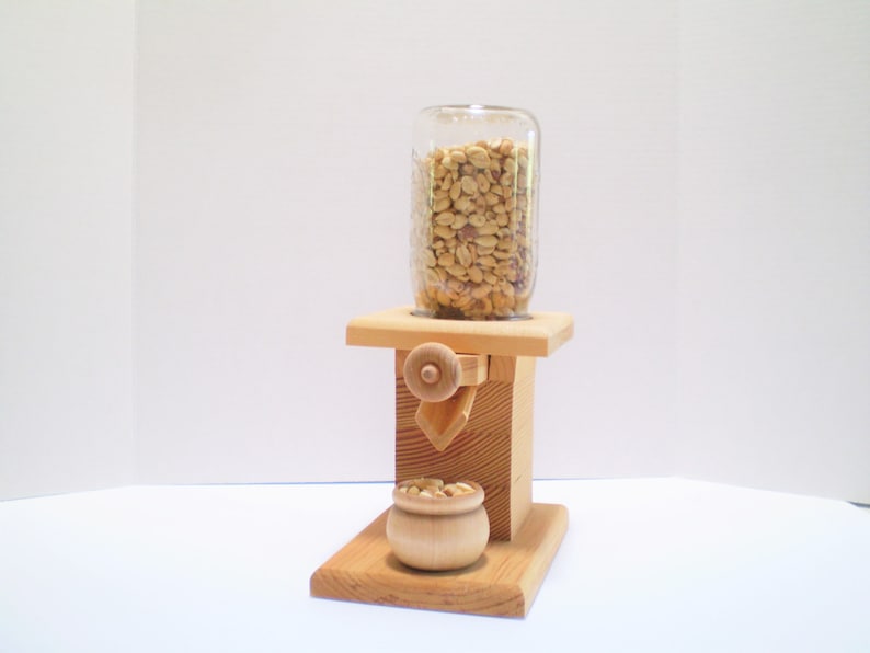 Natural Peanut Dispenser Wooden Mason Jar Candy Dispenser Bar Etsy