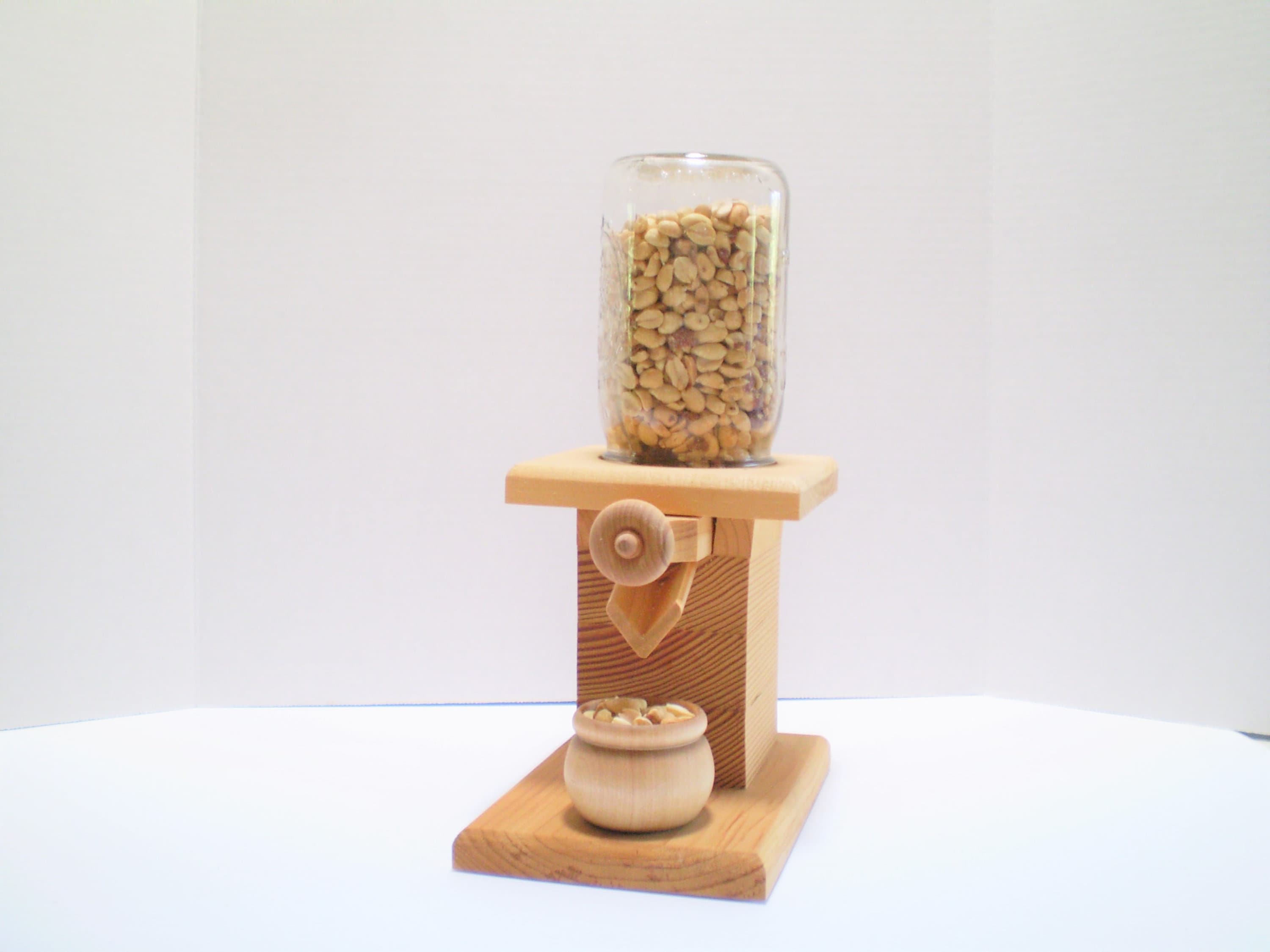 Natural Peanut Dispenser Wooden Mason Jar Candy Dispenser Bar Etsy