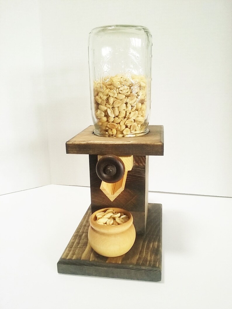 Peanut Dispenser Wooden Mason Jar Candy Dispenser Home decor Etsy