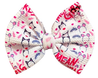 Mean Girls Stacked Boutique Hairbow Burn Book Hairclip Toddler Girl Pink Black Bow You Can/'t Sit With Us
