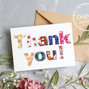 Thank You in Bloom - Japanische Postkarte mit saisonalen Motiven 　 　digitale Download Karte　