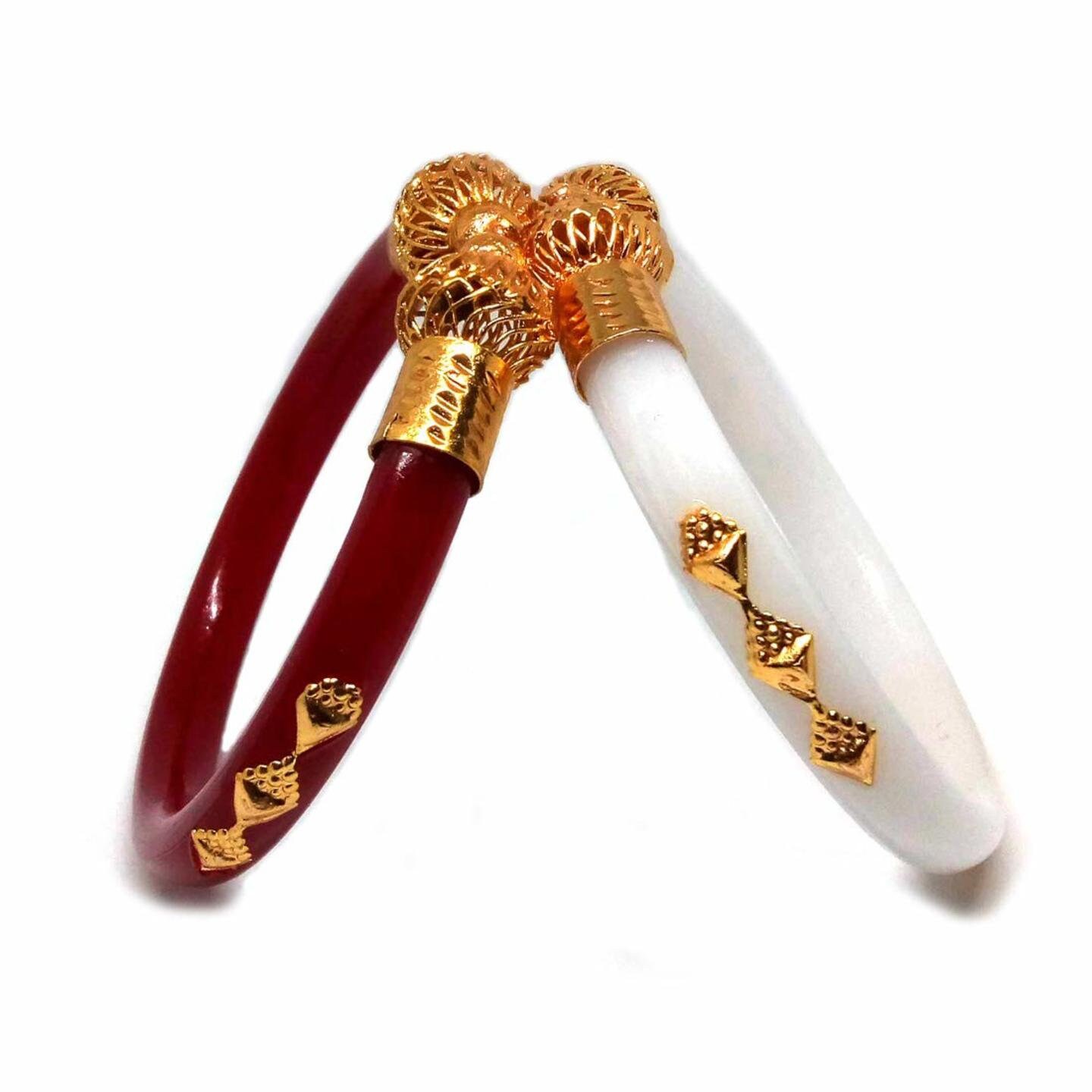 Plastic & Copper Gold Plated and Shakha Pola Bangle Set for Women - Bovzen®