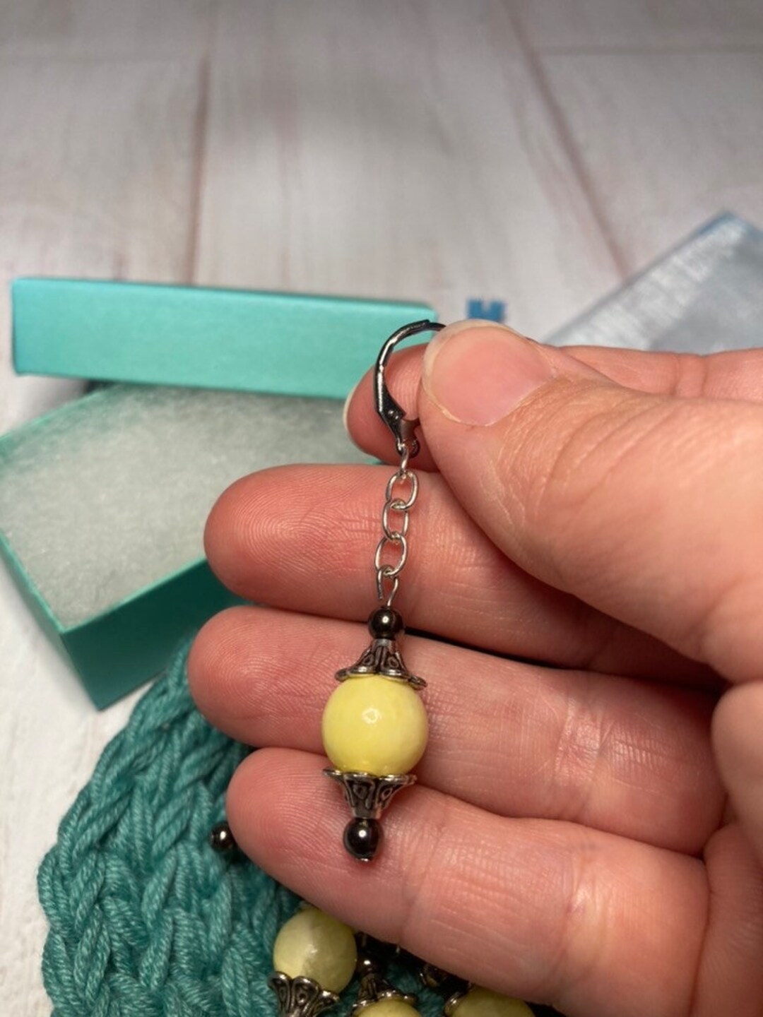 Yellow Quartzite Stone Stitch Marker Etsy