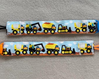 Construction Vehicles Pacifier Clip