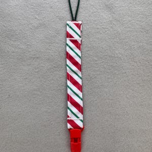 Christmas Stripes Pacifier Clip