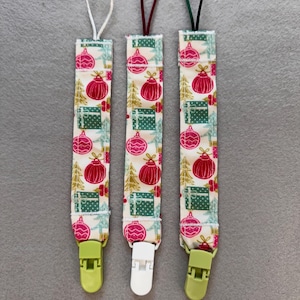 Christmas Ornaments and Presents Pacifier Clip