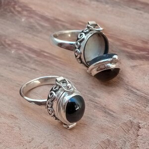 Black Onyx Poison Box 925 Sterling Silver Ring Black Onyx Gemstone 925 Silver Poison Box Ring