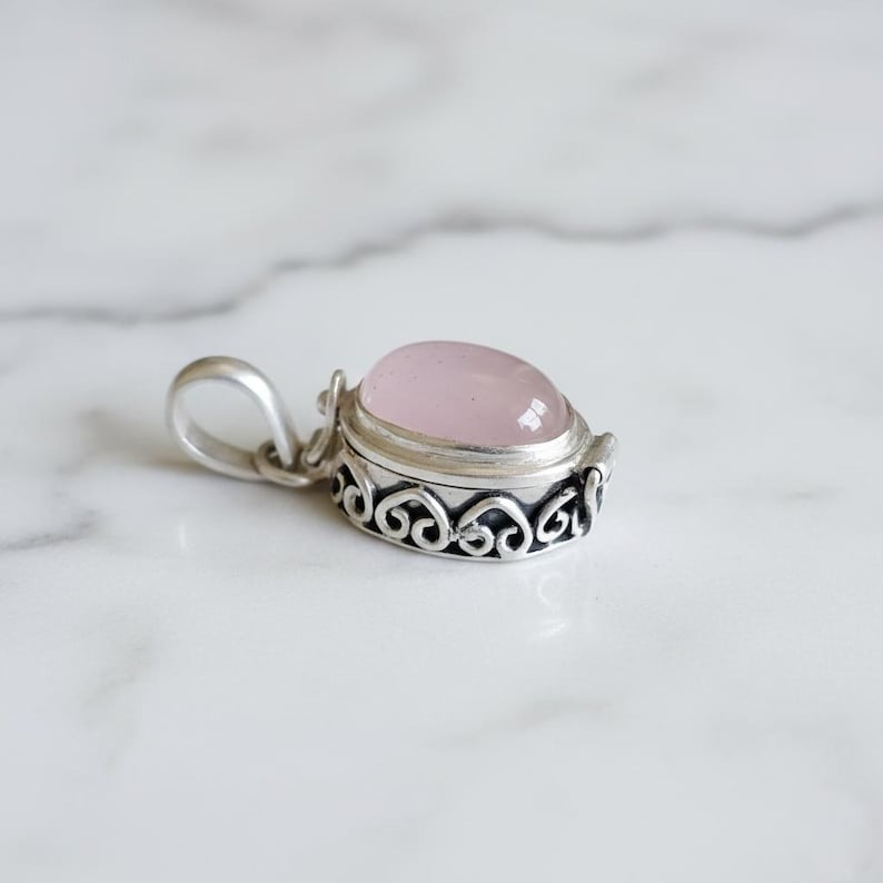 Amethyst Poison Box Locket Pendant 925 Sterling Silver Vintage-Style Hidden Compartment Necklace February Birthstone Jewelry, Gift For Love image 9