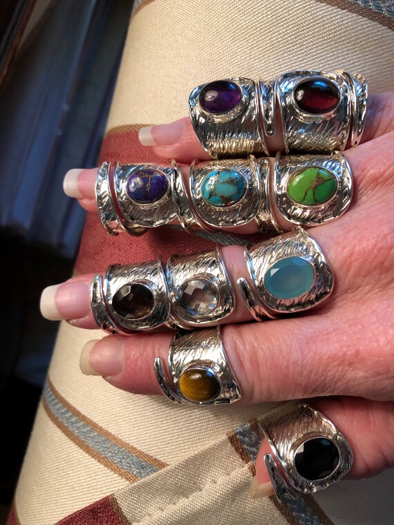 Solid Sterling Silver adjustable wrap ring CHOOSE… - image 1