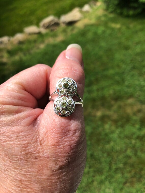 Peridot Double Flower Ring, solid sterling silver… - image 6