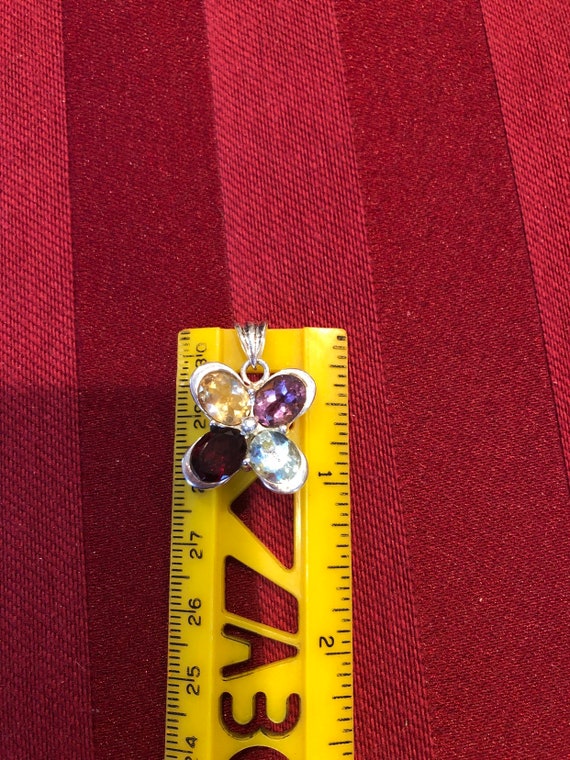 Solid 925 sterling silver 1” multi-stone gemstone… - image 6