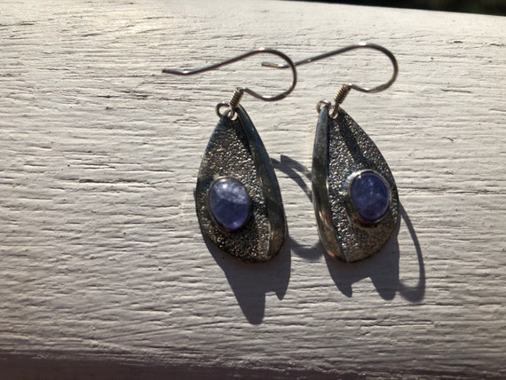 Tanzanite Oval Cabochon solid Sterling Silver pie… - image 2