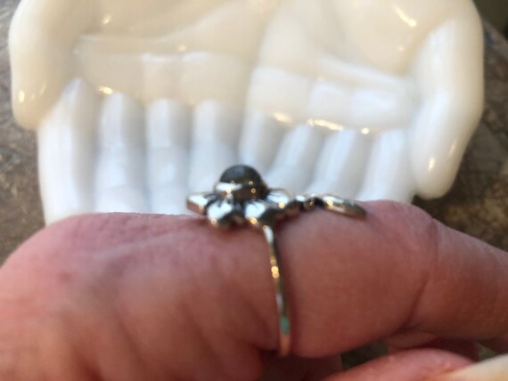 Solid Sterling Silver Floral Labradorite Wrap-loo… - image 4