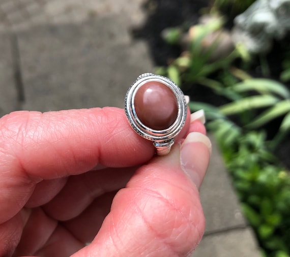 Rare Chocolate Moonstone solid Sterling Silver Mi… - image 1